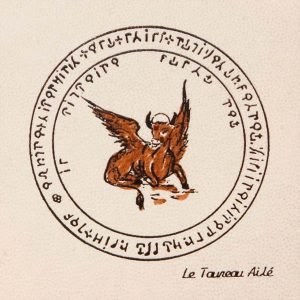 Pentacolo toro alato pergamena